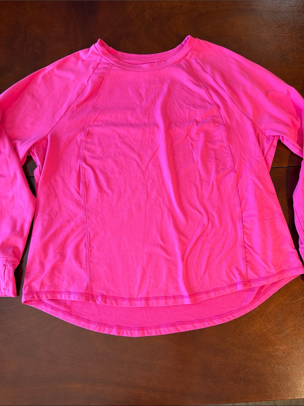 Women's brushed Hot Pink Long Sleeve active Crewneck Top